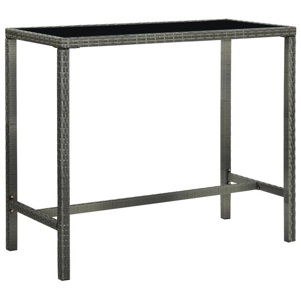 Tuinbartafel 130x60x110 cm poly rattan en glas grijs 1