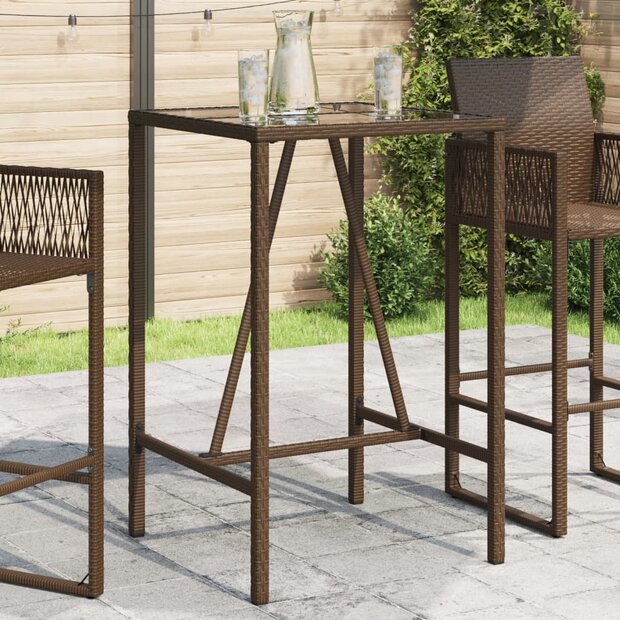 Tuinbartafel 70x70x110 cm poly rattan bruin 1