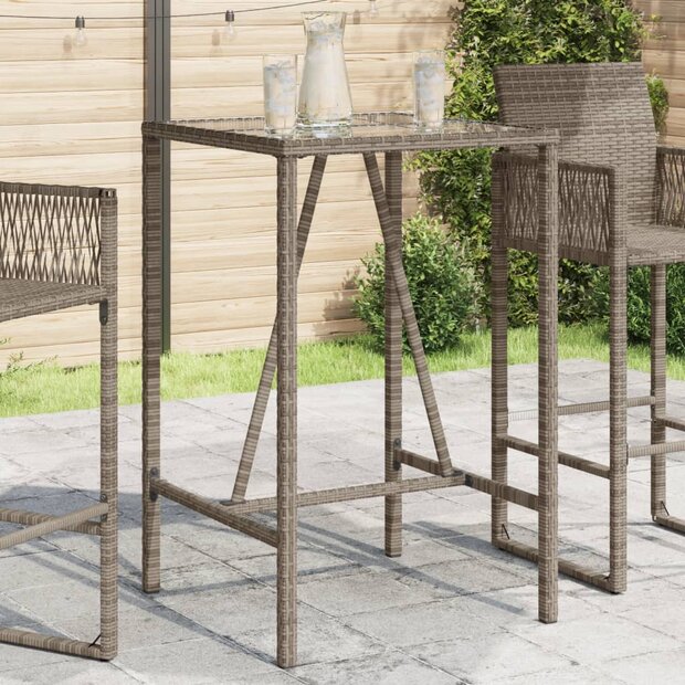 Tuinbartafel 70x70x110 cm poly rattan grijs 1