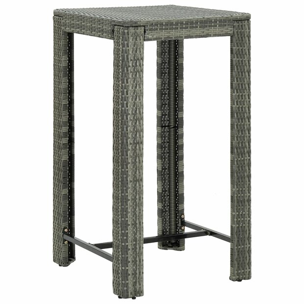 Tuinbartafel 60,5x60,5x110,5 cm poly rattan grijs 1