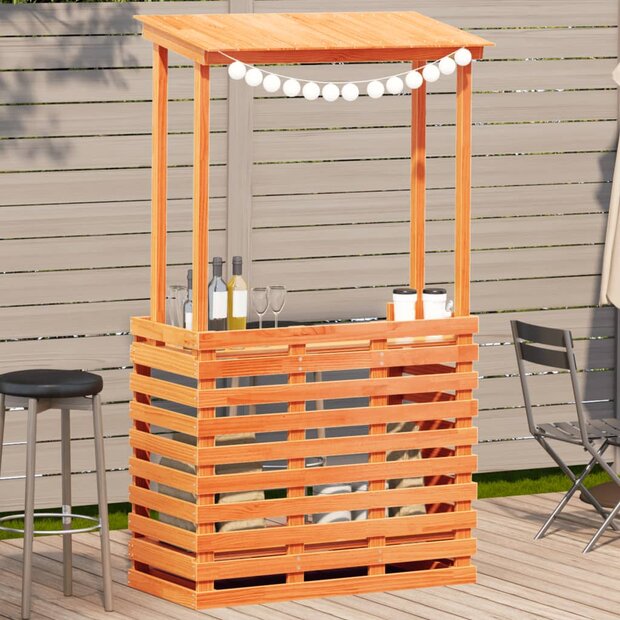 Tuinbartafel met dak bruin 112,5x57x195,5 cm massief hout 1