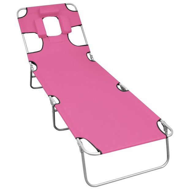 Ligbed inklapbaar met hoofdkussen staal magenta 1