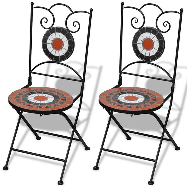 Bistrostoelen inklapbaar 2 st keramiek terracottakleurig en wit 1