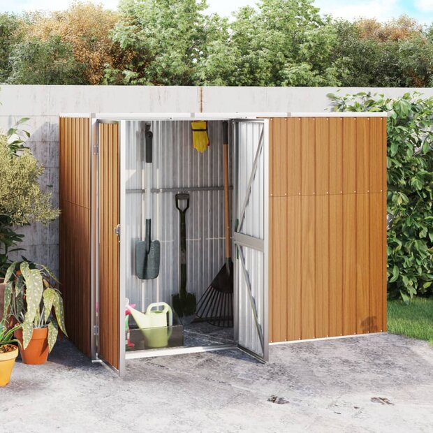 Tuinschuur 225x89x161 cm gegalvaniseerd staal bruin 1