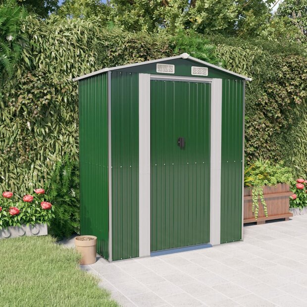 Tuinschuur 192x108x223 cm gegalvaniseerd staal groen 1