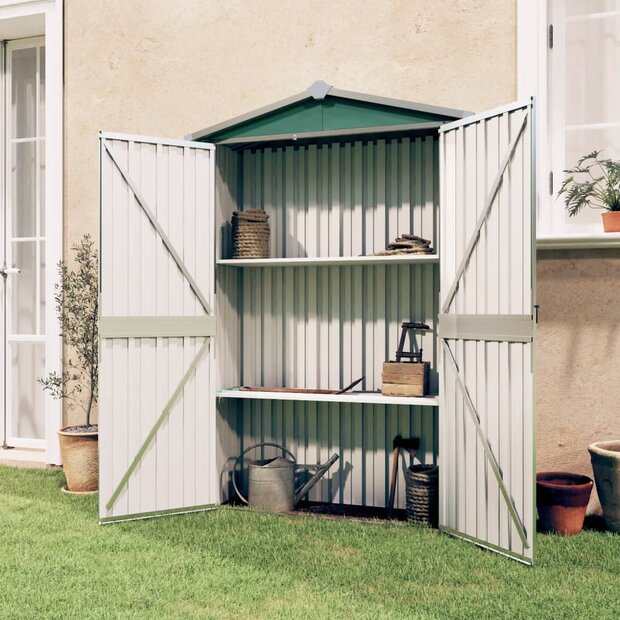 Tuinschuur 116x45x175 cm gegalvaniseerd staal groen 1