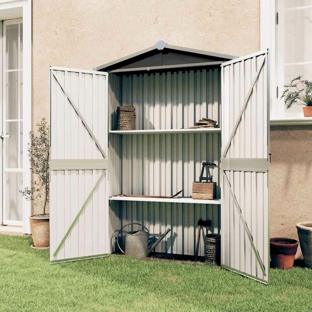 Tuinschuur 116x45x175 cm gegalvaniseerd staal grijs 1