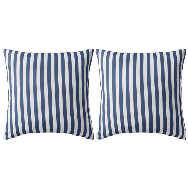 Buitenkussens 45x45 cm gestreept marineblauw 2 st 1