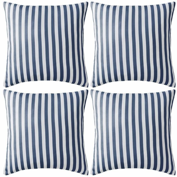 Buitenkussens 45x45 cm gestreept marineblauw 4 st 1
