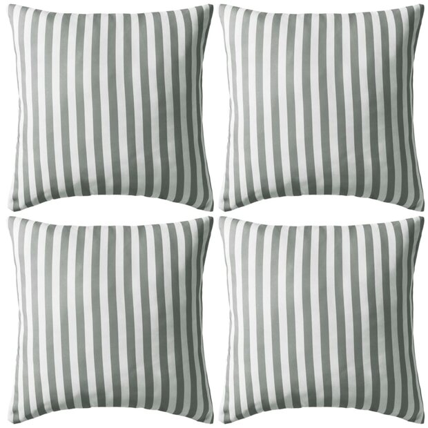 Buitenkussens 45x45 cm gestreept grijs 4 st 1