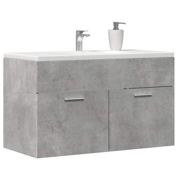 Wastafelkast 90x38,5x46 cm bewerkt hout betongrijs 1