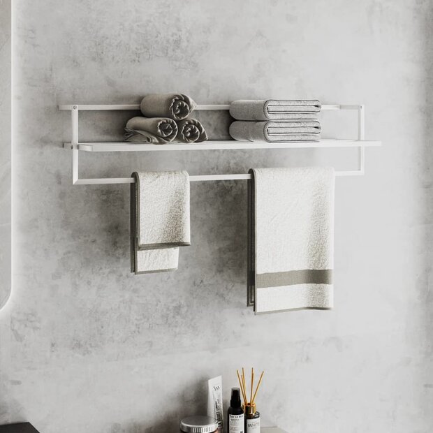 Handdoekenrek 95x25x22 cm ijzer wit 1