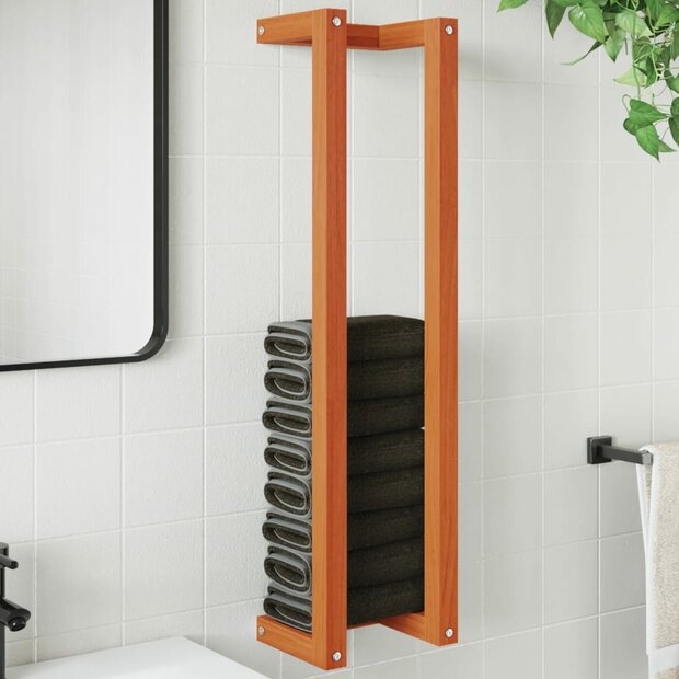 Handdoekenrek 23x18x90 cm massief grenenhout wasbruin 1