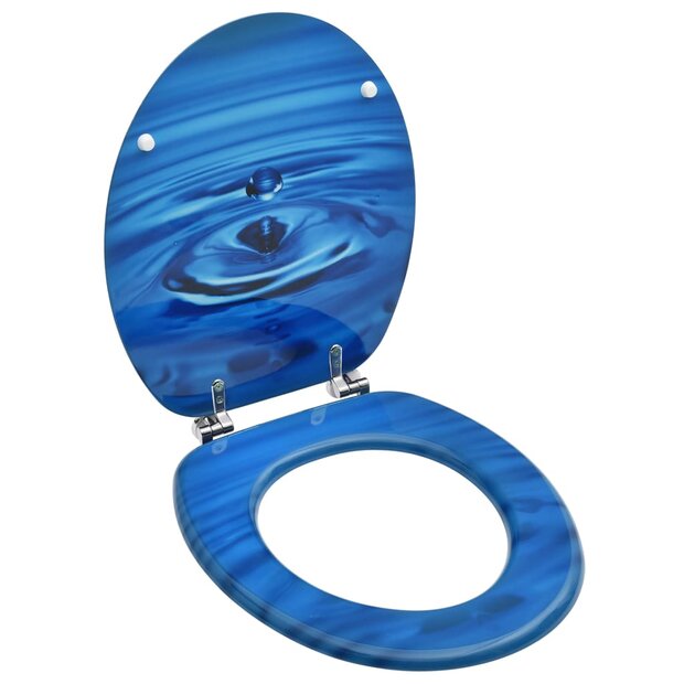 Toiletbril met deksel waterdruppel MDF blauw 1