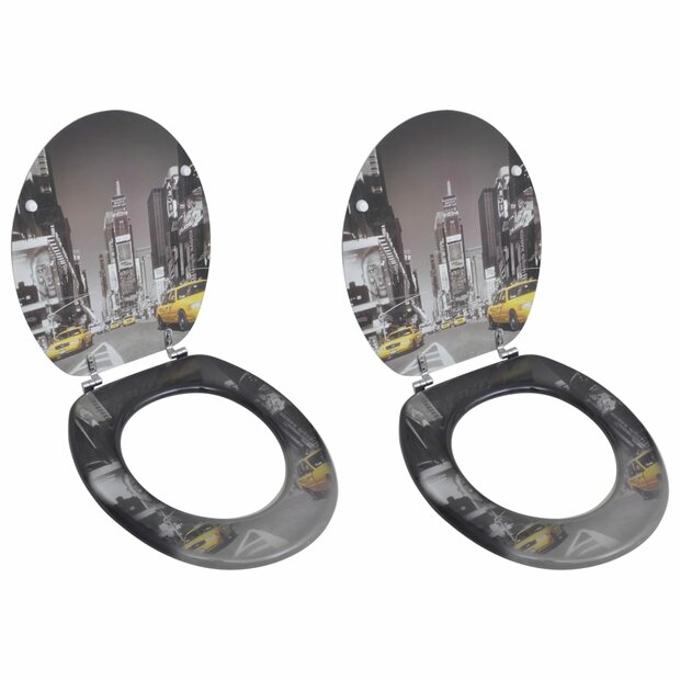 Toiletbrillen met deksels 2 st New York MDF 1