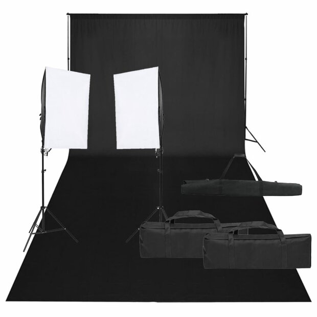 Fotostudioset met verlichtingsset en achtergrond 1