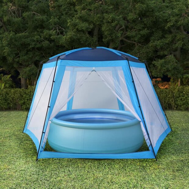Zwembadtent 660x580x250 cm stof blauw 1