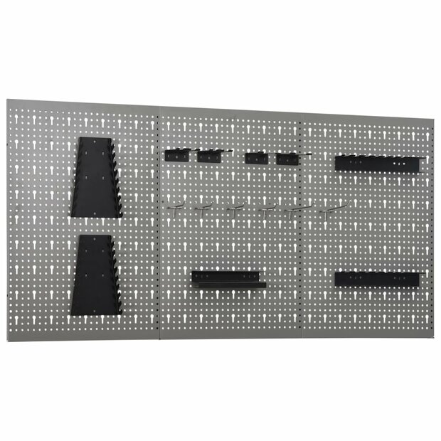 Gaatjespaneel wandgemonteerd 3 st 40x58 cm staal 1