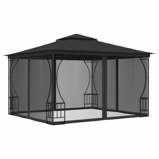 Prieel met netten 300x300x265 cm antracietkleurig 1