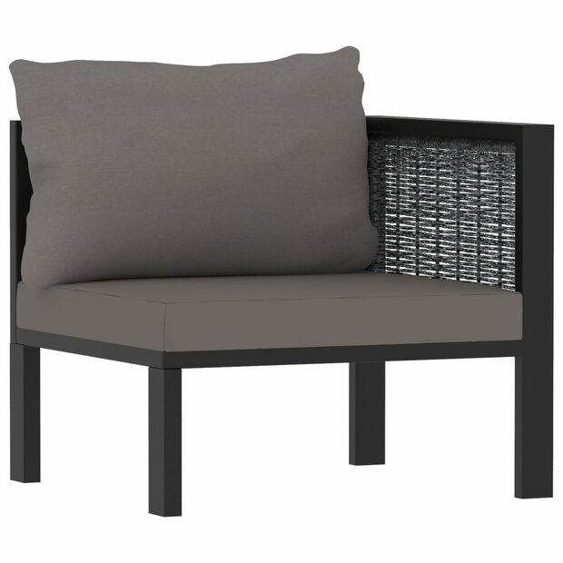 Hoekbank sectioneel met linkerarmleuning poly rattan antraciet  1