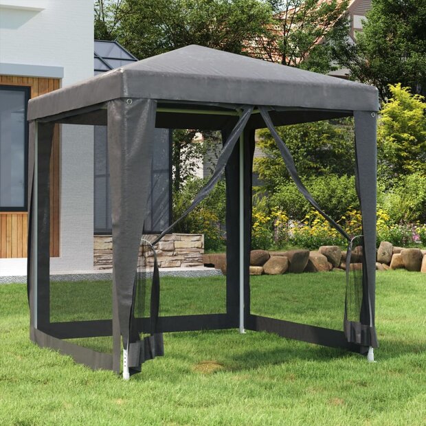 Partytent met 4 mesh zijwanden 2x2 m HDPE antracietkleurig 1