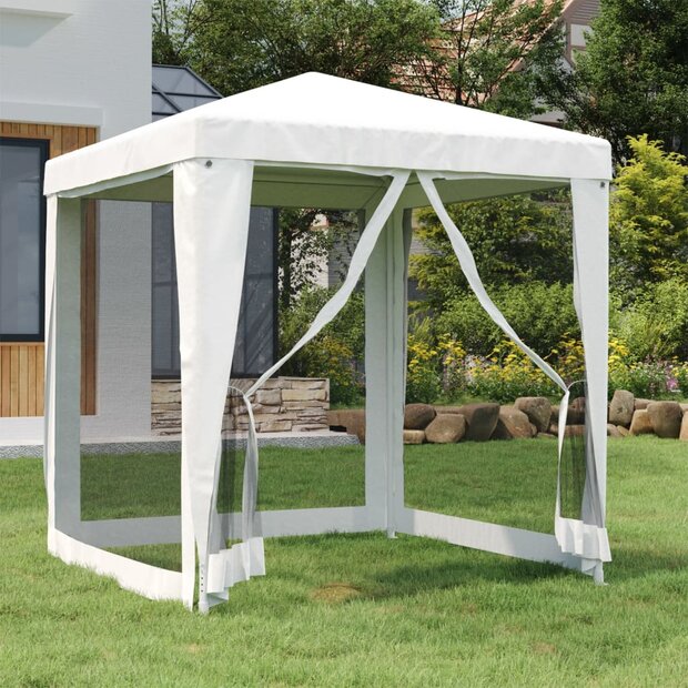 Partytent met 4 mesh zijwanden 2x2 m wit 1