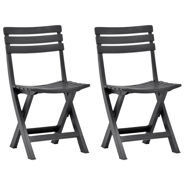 Tuinstoelen inklapbaar 2 st kunststof antraciet 1