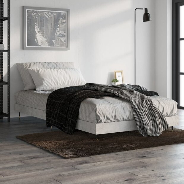Bedframe bewerkt hout betongrijs 90x190 cm   1