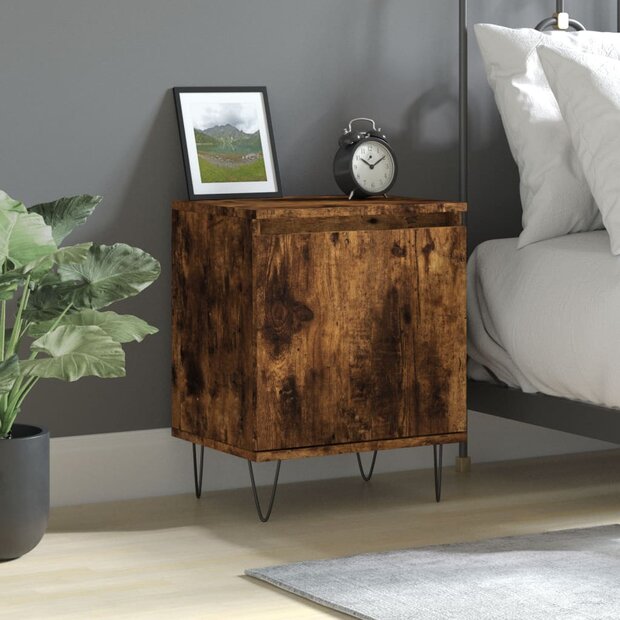 Nachtkastje 40x30x50 cm bewerkt hout gerookt eikenkleurig 1
