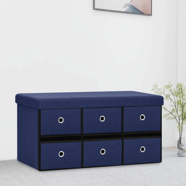 Opbergbank inklapbaar 76x38x38 cm kunstlinnen blauw 1