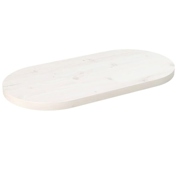 Tafelblad ovaal 60x30x2,5 cm massief grenenhout wit 1