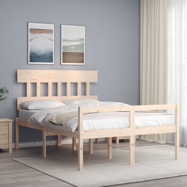 Seniorenbed met hoofdbord massief hout 140x190 cm 1