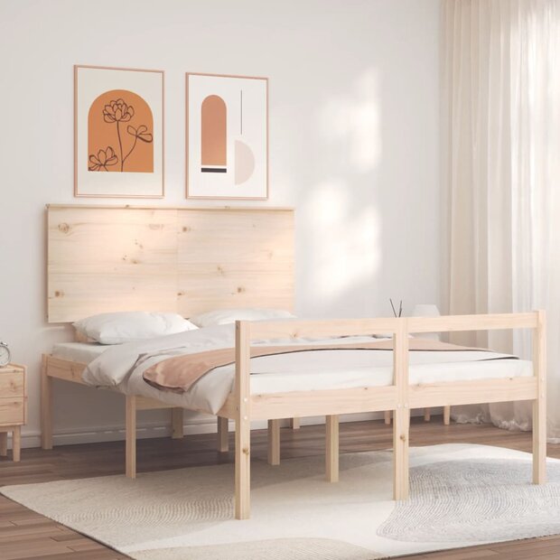 Seniorenbed met hoofdbord massief hout 140x190 cm 1