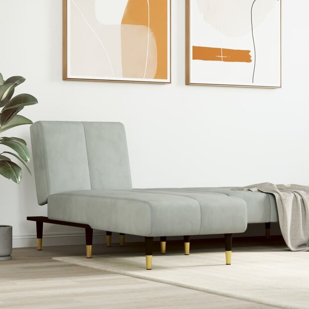 Chaise longue fluweel lichtgrijs 1