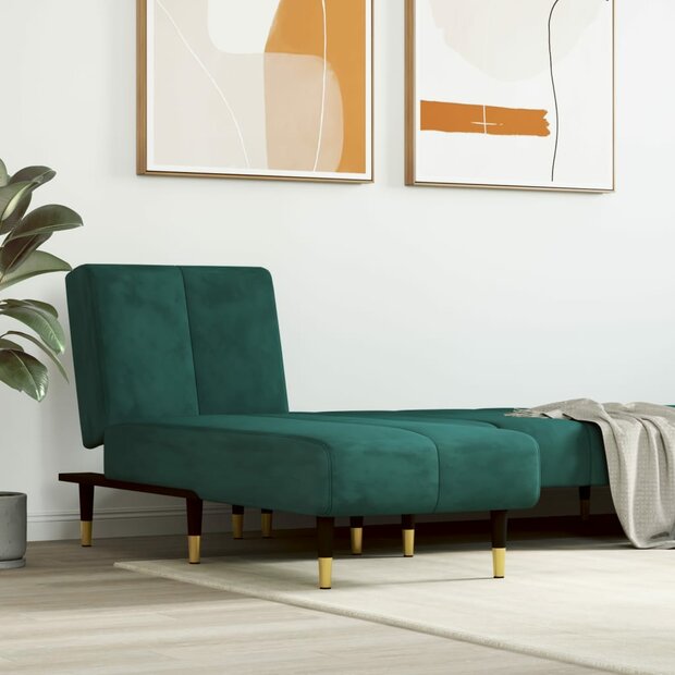 Chaise longue fluweel donkergroen 1
