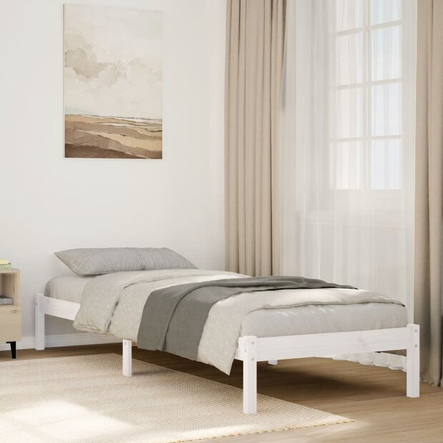 Bedframe extra lang zonder matras grenenhout wit 100x220 cm 1