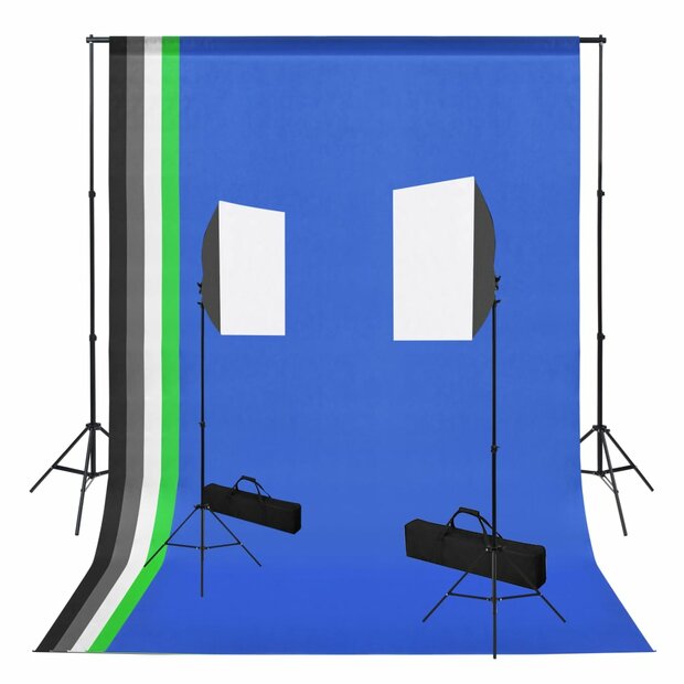 Fotostudioset met softboxlampen en achtergronden 1