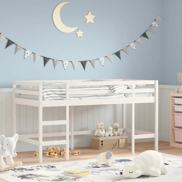 Kinderhoogslaper met ladder 90x190 cm massief grenenhout 1
