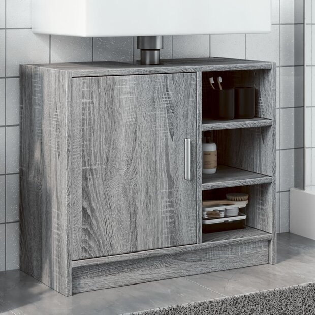Wastafelkast 63x29x55 cm bewerkt hout grijs sonoma eikenkleurig 1