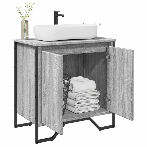 Wastafelkast 60x35x60 cm bewerkt hout grijs sonoma eikenkleurig 1