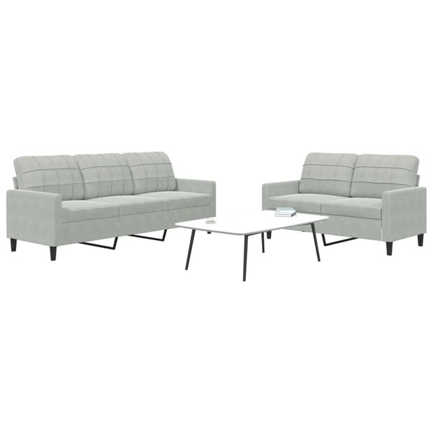 2-delige Loungeset met kussens fluweel lichtgrijs 1