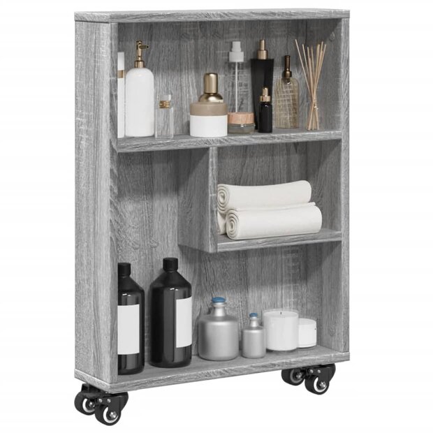 Opbergtrolley smal 48x13x68 cm bewerkt hout grijs sonoma eiken 1