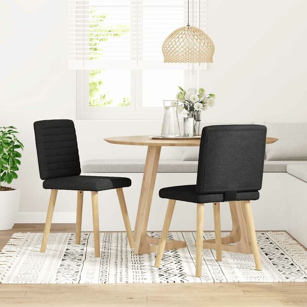 Eetkamerstoelen 2 st stof zwart 1