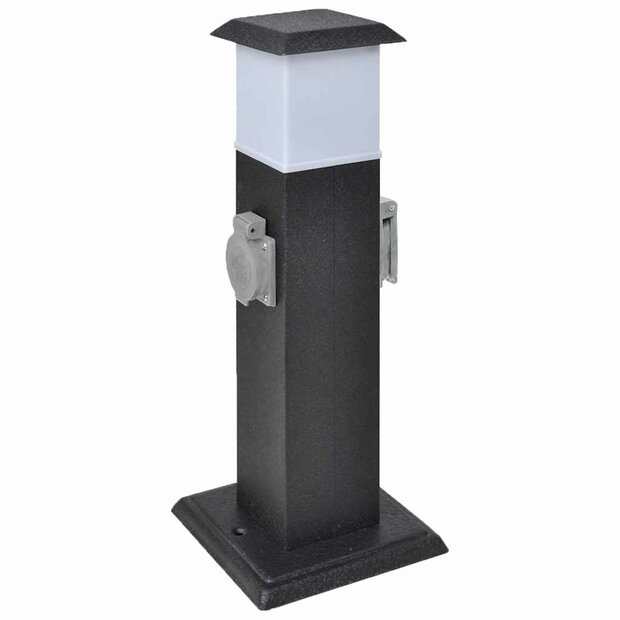 Buitenstopcontact op zuil met lamp (zwart) 1
