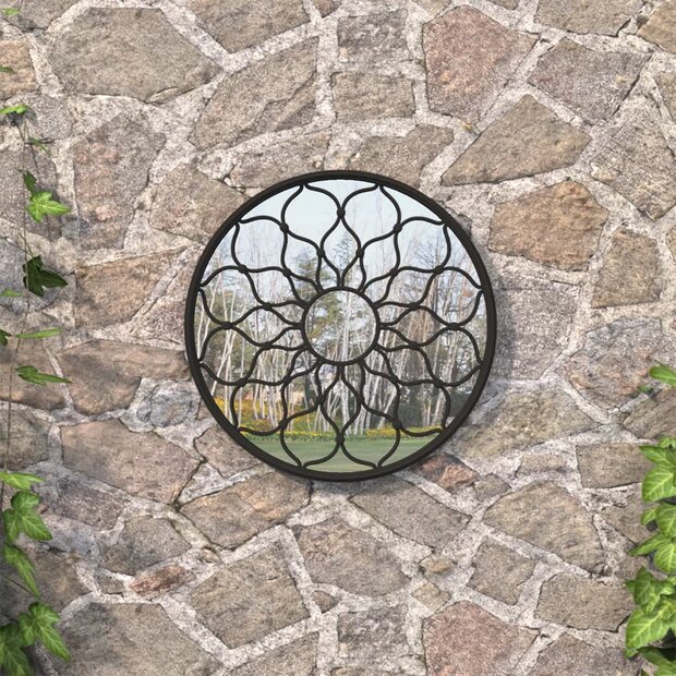Tuinspiegel rond 60x3 cm ijzer zwart 1