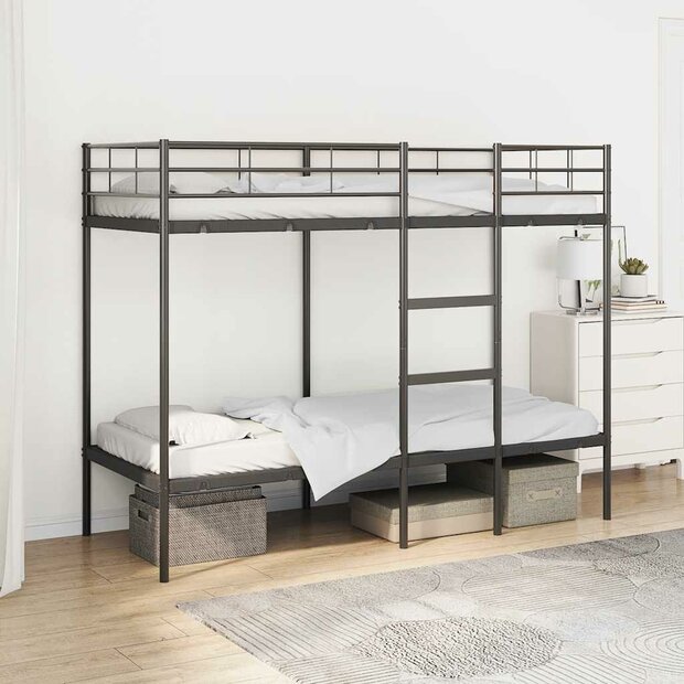 Stapelbed zonder matras 80x200 cm staal zwart 1
