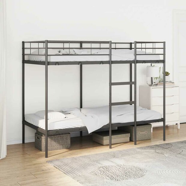 Stapelbed zonder matras 90x190 cm staal zwart 1