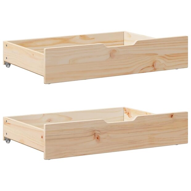 Bedlades 2 st met wieltjes 85x55x17 cm massief grenenhout 1