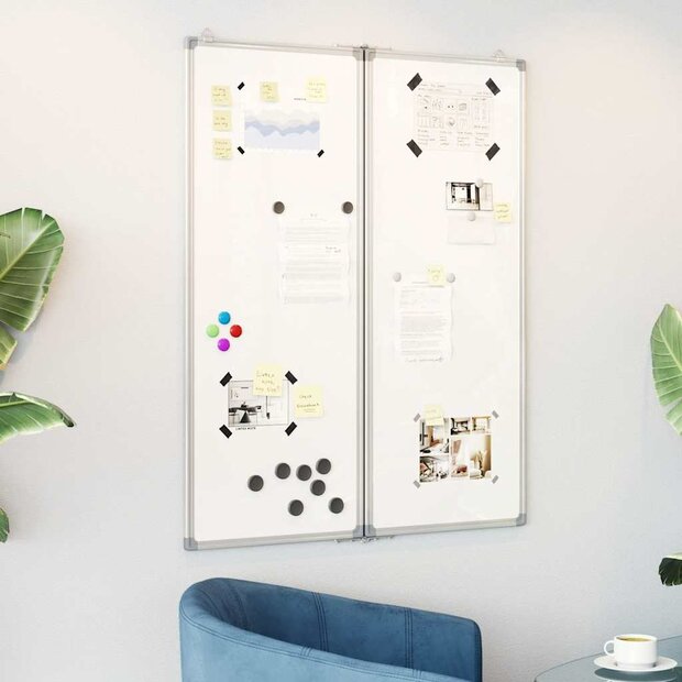 Whiteboard magnetisch inklapbaar 80x100x1,7 cm aluminium 1