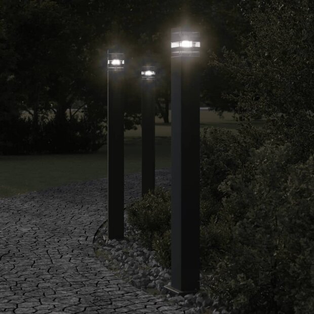 Buitenvloerlamp 110 cm aluminium zwart 1
